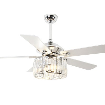 Parrot Uncle 52" Modern Crystal Ceiling Fan with Light and Remote