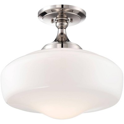 Minka Lavery Minka Schoolhouse Style 17 1/4" Nickel and White Glass Ceiling Light