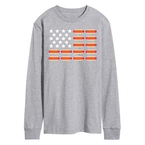 Men's - Instant Message - Hot Dog American Flag Long Sleeve Graphic T-Shirt - 1 of 4