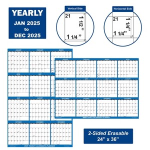 Swift Glimpse 24"x36" Calendar Planner January 2025 to December 2025 Light Navy Blue: Wall & Yearly Calendar, Laminated - 1 of 4