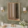 Oak Wood Framed Bathroom Wall Cabinet with Mirror and Adjustable Shelves, Wall Mounted Storage Cabinet with Mirror for Bathroom - 3 of 4