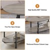 Farmhouse Oval Coffee Table w/Storage, 2-Tier Wood Center Table for Living Room, Modern Coffee Table for Small Space, Office, Apartment - 3 of 4