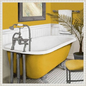 Amanti Art 22"x22" Sunny Bath I by Elizabeth Medley Framed Canvas Wall Art Print - 1 of 4