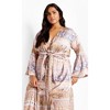 Women's Plus Size Tie Front Nile Maxi Dress - cream | CITY CHIC - 3 of 4