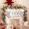 White Stockings Set of 6 - Elegant Christmas Stockings with Silver Tree Snowflake Designs, Fluffy and White Holiday Party Decorations - 3 of 4