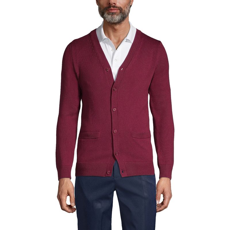 Lands' End School Uniform Men's Cotton Modal Button Front Cardigan Sweater, 2 of 3