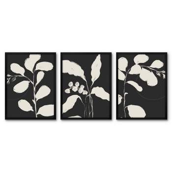 Americanflat 3 Piece 16x20 Wrapped Canvas Set - Botanical Silhouette by PI Creative Art - botanical  Wall Art
