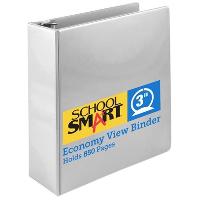 School Smart Durable Polypropylene D-Ring View Binder, 3 Inches, White