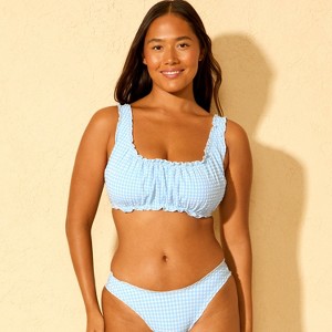 Women's Gingham Seersucker Ruffle Bralette Bikini Top - Wild Fable™ - 1 of 3