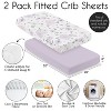Sweet Jojo Designs Baby Girl Fitted 100% Cotton Muslin Crib Sheets Set Watercolor Floral Purple Pink and Grey 2pc - 4 of 4