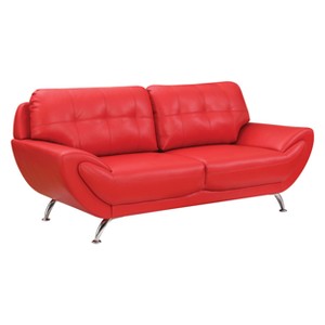 Dechant Contemporary Tufted Leatherette Sofa Red - ioHOMES