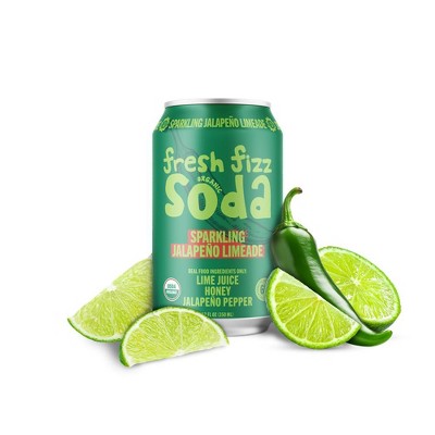 Fresh Fizz  Sparkling Jalapeno Limeade Organic Soda, Made with Lime Juice, Honey, & Fresh Mint, No Preservatives or Artificial Flavors - 12 Pack