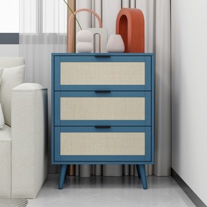 3 Drawer Dresser, Chest Of Drawers, Floor Storage Drawer Cabinet, Chest Of Drawers High-board With 3 Drawers For Home Office Bedroom - 1 of 4