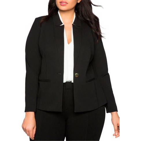 Agnes Orinda Women's Plus Size Ruffle Peplum Ruched Curvy Formal Outfits  Blazers Black 5x : Target