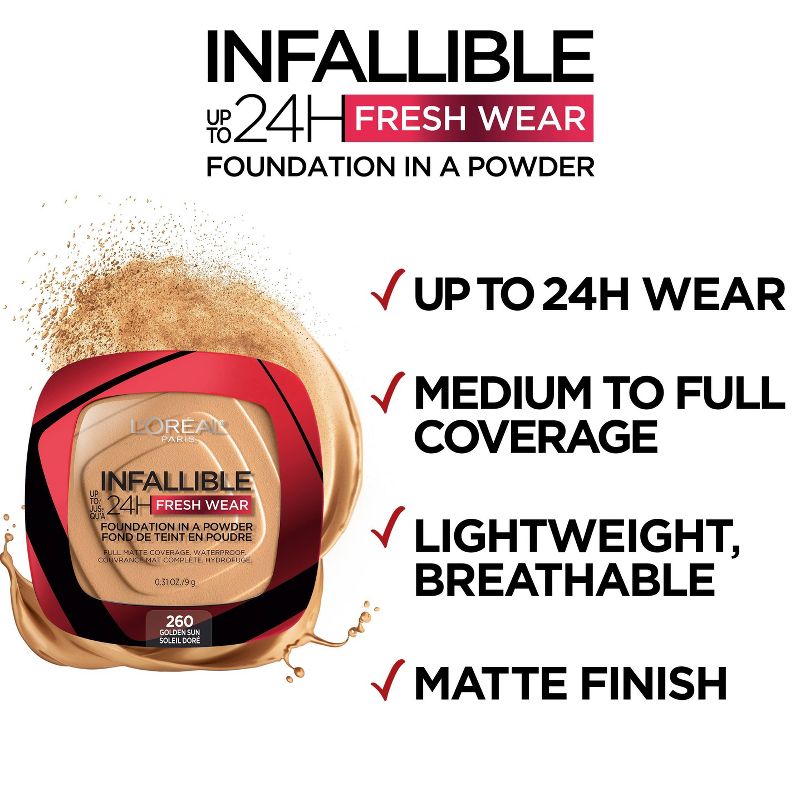 L'Oreal Paris Infallible Up to 24H Fresh Wear Foundation in a Powder - 0.31oz, 4 of 11