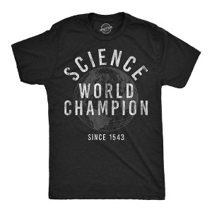 Mens Funny T Shirts Science World Champion Sarcastic Graphic Novelty Tee For Men - Crazy Dog Men's T Shirt - 1 of 4