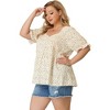Agnes Orinda Women's Plus Size Floral Babydoll Peplum Waist Short Sleeve Blouses - 4 of 4