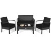 Costway 4PCS Patio Rattan Wicker Furniture Set Loveseat Sofa Cushioned Garden Yard Brown/Grey - 2 of 4