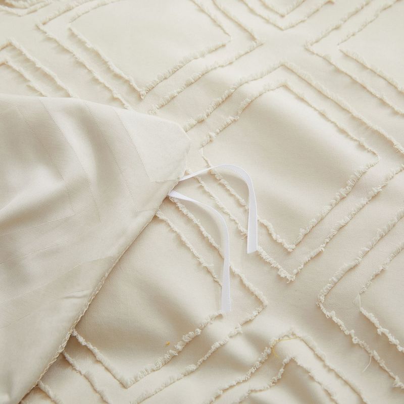 Peace Nest Tufted Clipped Jacquard Geometric Duvet Cover & Pillowcase Set, 5 of 10