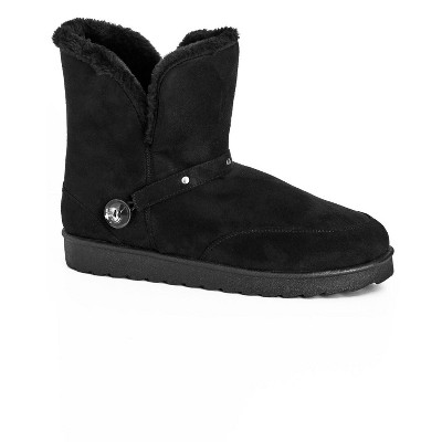 Avenue Women's Wide Width Faux Fur Slip On Buckle Bootie