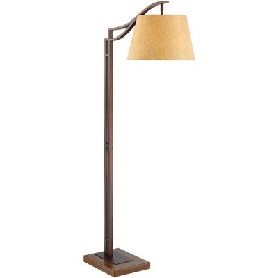 Tahoe 60" Bronze Metal & Faux Leather Industrial Arc Floor Lamp