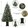 4.5ft Pre-Lit Snow Flocked Artificial Christmas Tree with 200 Lights & 12 Red Berries,Artificial Xmas Tree wit Transparent Base for Home/Office,2PCS - 3 of 4