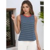 ATHLECHIC Women's Striped Color Block Side Slits Crew Neck Casual Sleeveless Shirts - 2 of 4