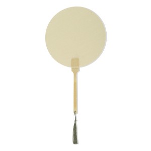 Unique Bargains Portable Double-Sided Long Handle Round Xuan Paper Folding Fan 1Pc - 1 of 4