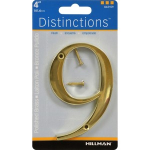 Hillman Distinctions 4 in. Gold Zinc Die-Cast Screw-On Number 9 1 pc (Case of 6) - 1 of 1
