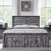 SinCiDo Farmhouse Wood Platform Bed Frame, 51" Headboard, 20" Roman Column Footboard, 2 Storage Drawers, Box Spring Not Needed - 2 of 4