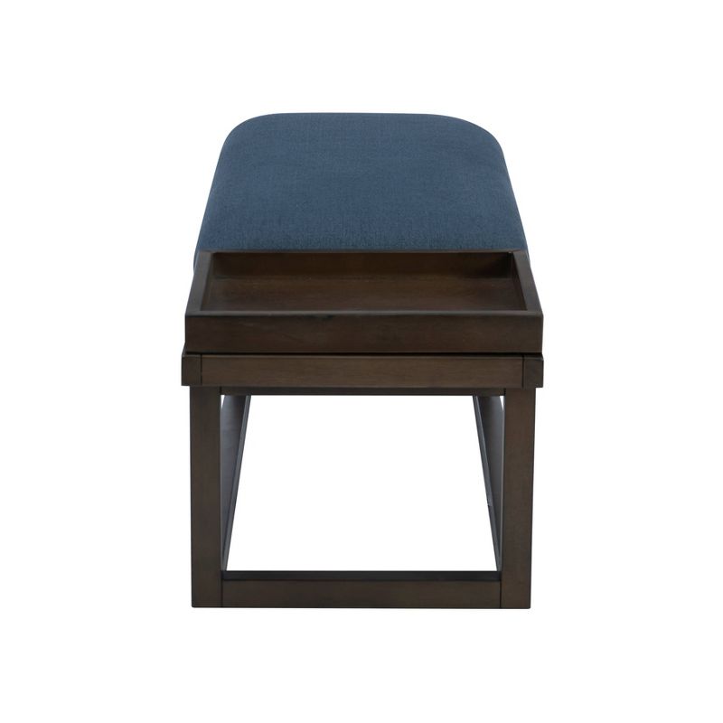 Lemire Modern Upholstered Bench with Tray Brown Finished and Navy - Powell, 4 of 12