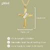 GILDED Small Natural Round-Cut Diamond Accent 3 Stone Cross Pendant in 14KT Yellow Gold Plated & Sterling Silver, 18 Inch Chain - 4 of 4