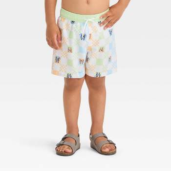 Toddler Boys' Bluey Checkered Swim Shorts