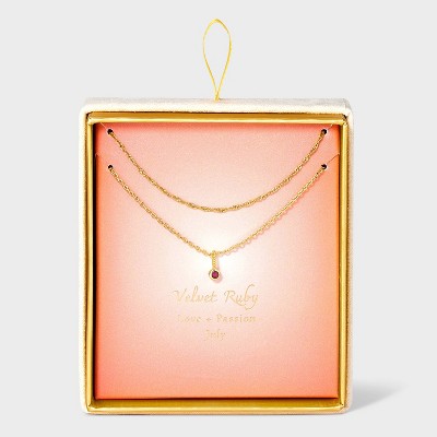 14K Gold Dipped Genuine Stone Pendant Necklace - A New Day™