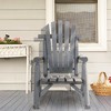 Outdoor Wooden Rocking Chair, Single-Person Adirondack Rocking Patio Chair with Rustic High Back, Slatted Seat and Backrest for Indoor, Garden - 2 of 4