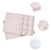 Unique Bargains Stackable Velvet Light Pink Jewelry Organizer Trays with Removable Dividers Set of 2 - 3 of 4