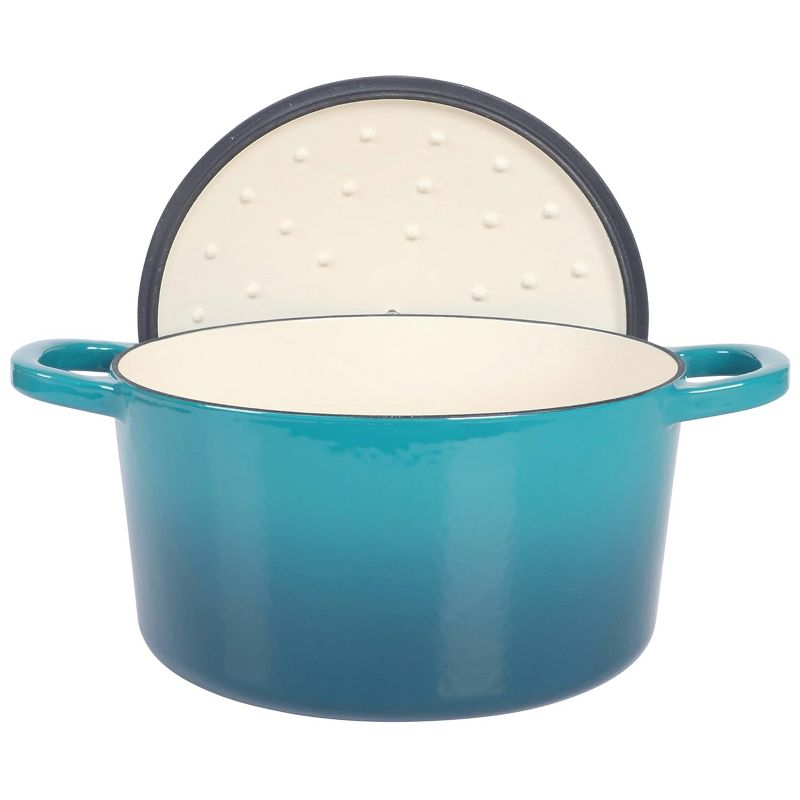 Crockpot Artisan 7 Quart Round Enameled Cast Iron Dutch Oven with Lid in Teal, 3 of 7