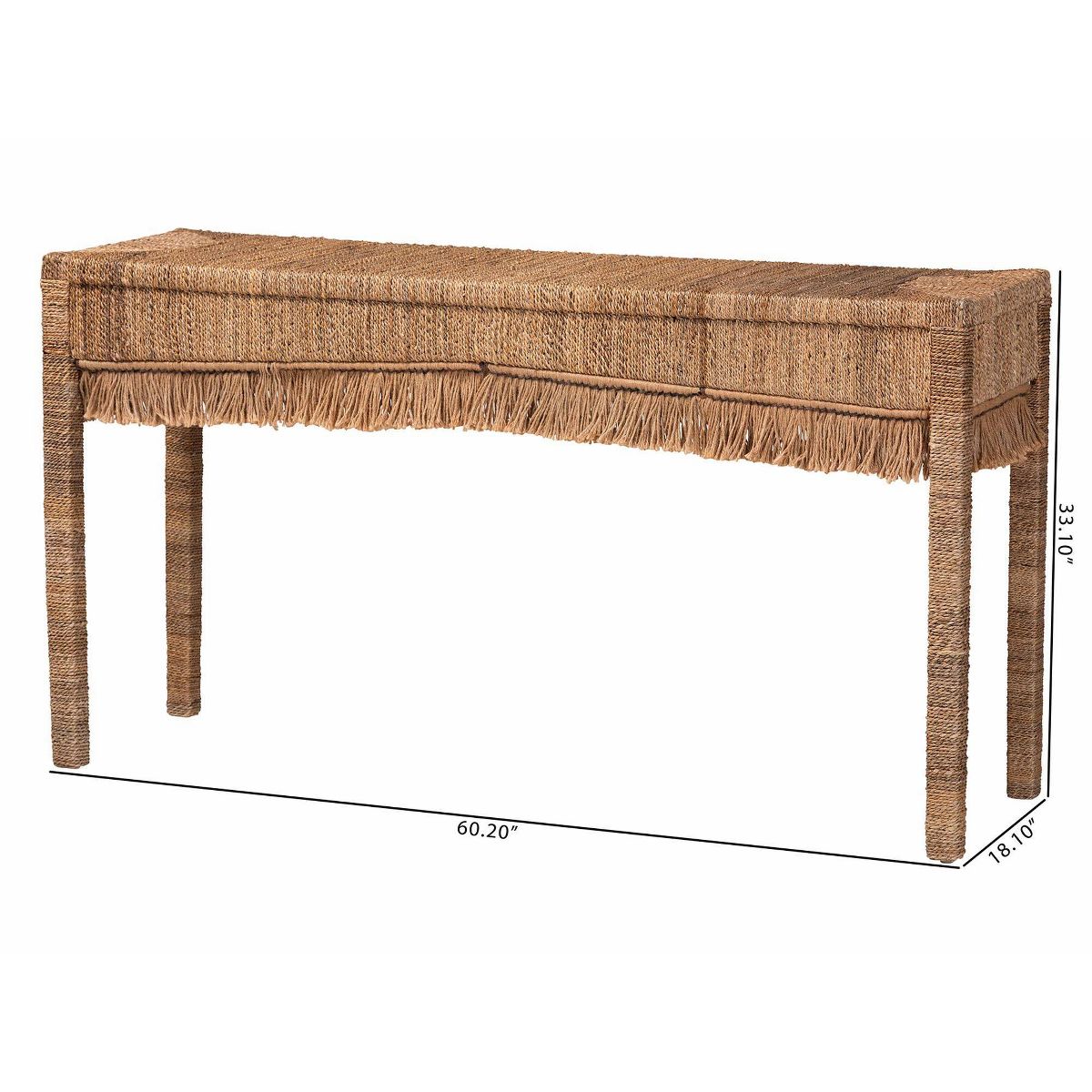 bali & pari 60.2" Fiona Handwoven Seagrass Console Table Brown - thumbnail 8