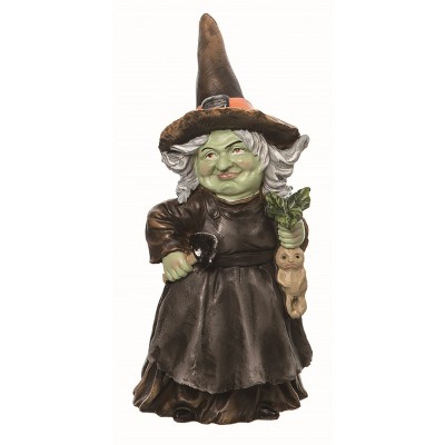 Transpac Resin Black Halloween Face Witch Figurine