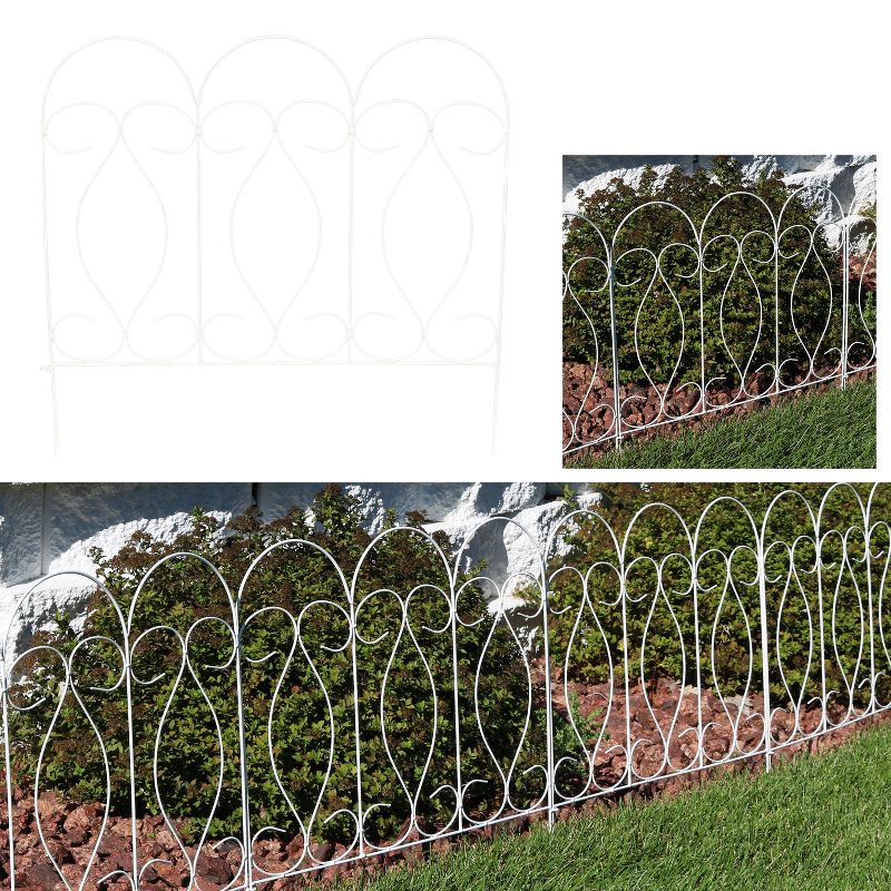 Sunnydaze Outdoor Lawn and Garden Metal Traditional Style Decorative Border Fence Panel Set - 10' - 5pk, 1 of 10