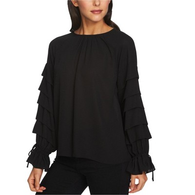 1.STATE Womens Tiered Knit Blouse
