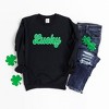 Simply Sage Market Women's Graphic Sweatshirt Green Lucky Cursive - 3 of 3