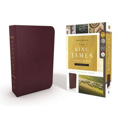 The King James Study Bible, Bonded Leather, Burgundy, Full-Color Edition - Large Print by  Thomas Nelson (Leather Bound)