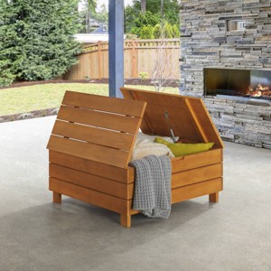 Alaterre Furniture Barton Eucalyptus Wood Outdoor Coffee Table with Storage Brown - 1 of 4