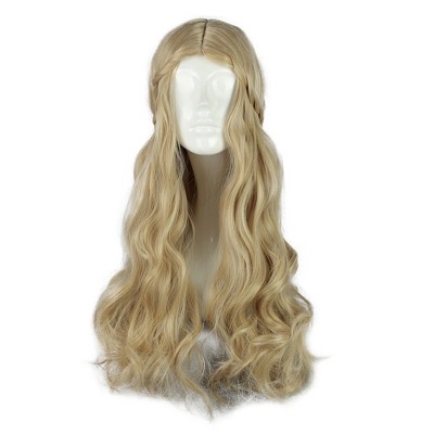 Unique Bargains Women's Curly Wigs 30" Beige with Wig Cap