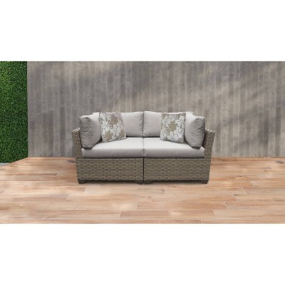 Monterey 2pc Outdoor Wicker Sectional Loveseat with Cushions - Ash - TK Classics