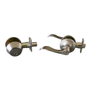 Design House Stratford Wave Satin Nickel Entry Lever and Deadbolt Set 1-3/4 in. - 1 of 1