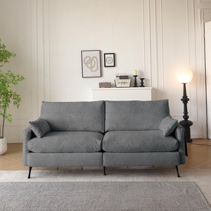 Deep 3-Seater Cloud Couch with 2 Armrest Pillows and 2 Toss Pillows, Love Seat for Living Room Bedroom Office Apartment, Grey - 1 of 1
