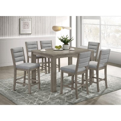 NicBex Dining Table Set for 6 Farmhouse 18" Expandable Leaf Solid Wood Table Upholstered Chairs Bench for Kitchen