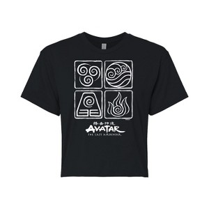 Women's - Avatar: The Last Airbender - Four Elements Inverse Cropped Graphic T-Shirt - 1 of 4